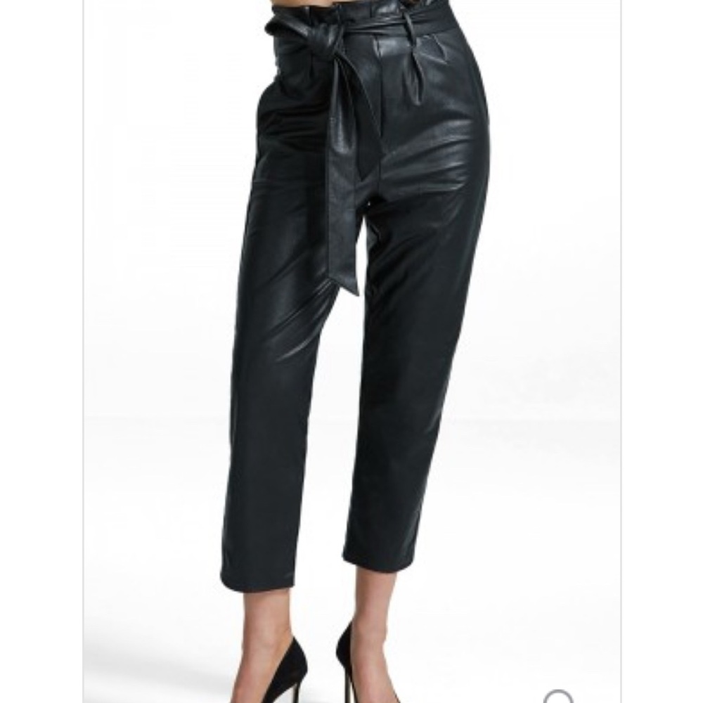 Black High-Waisted Tie Belt Pants